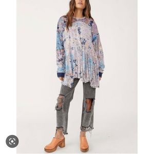 Free People Moroccan Blue long sleeved shirt